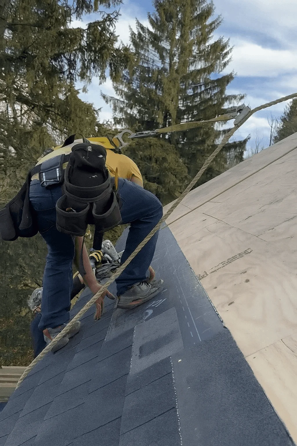 Roofing installation in progress